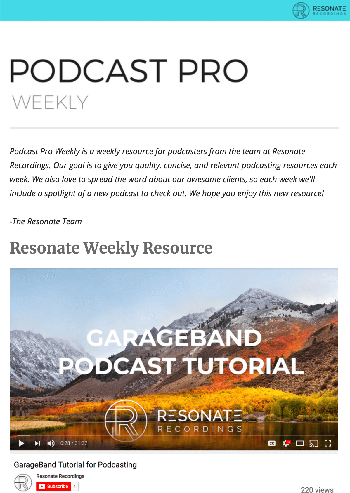 Podcast Newsletter 